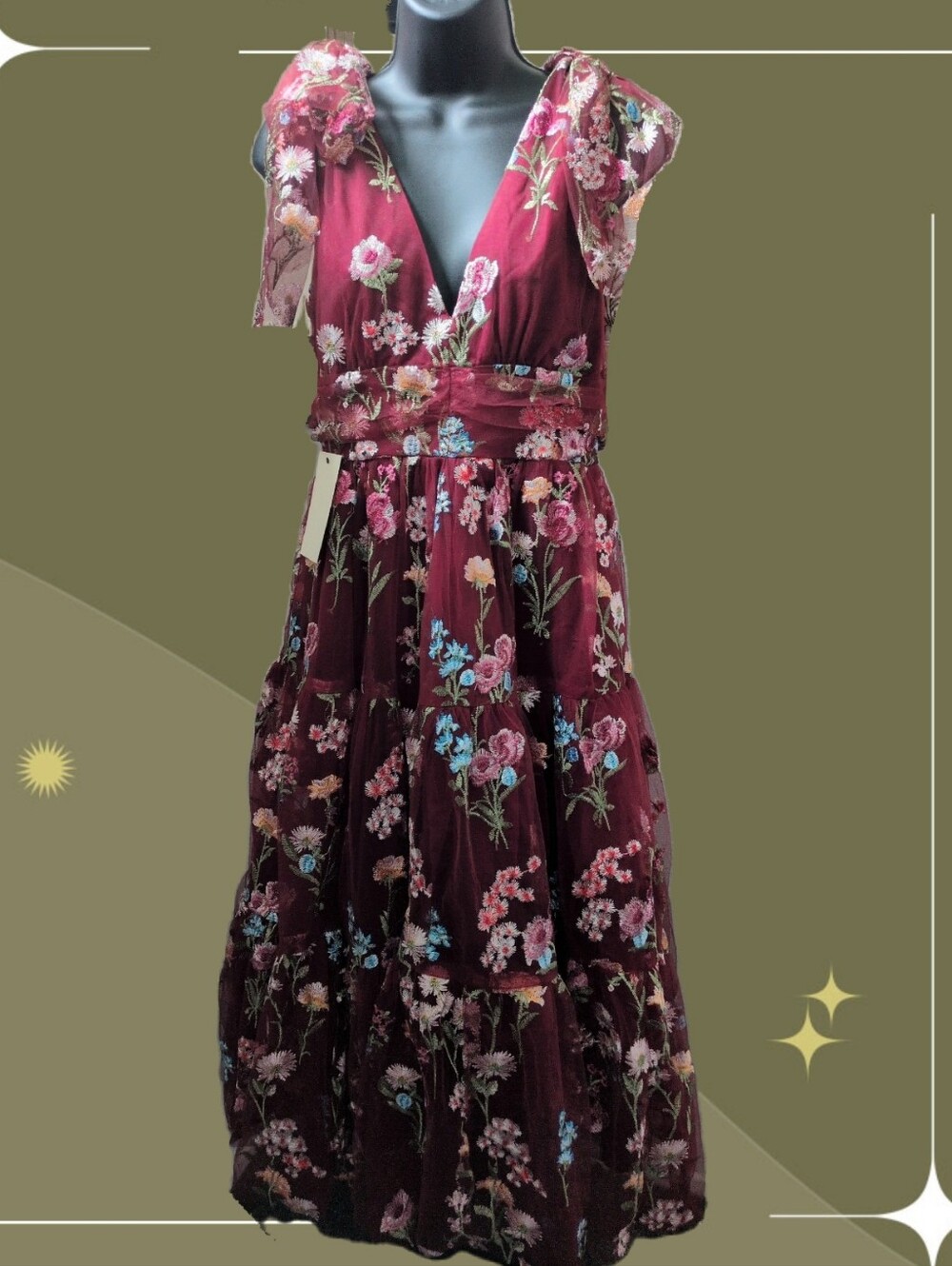 ✨ Nwt Jessakae Margaret Floral Tie Strap Dress Size S